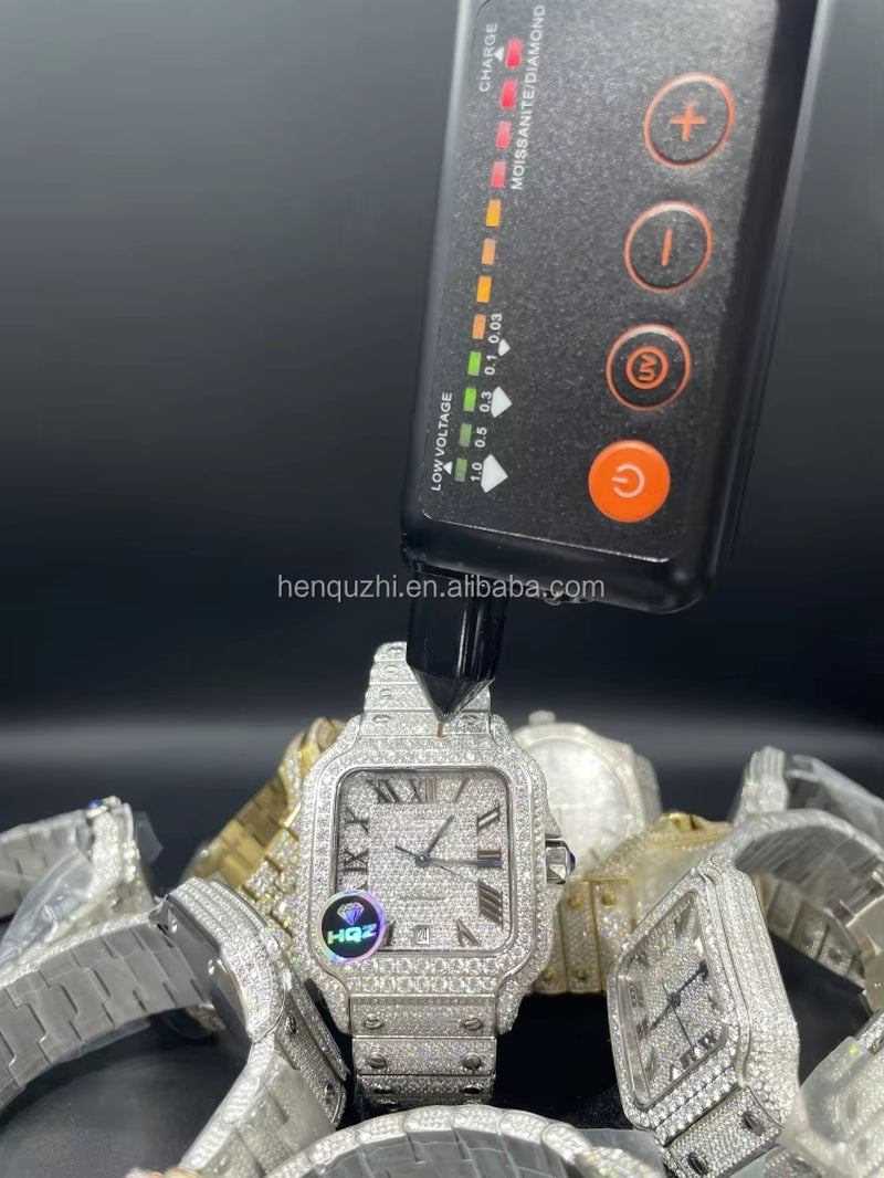 Luxe Premium Men'S Mechanical Watches VVS Moissanite D Color Gems Elegant Prestige Look Top-Tier Quality Luxury Accessories