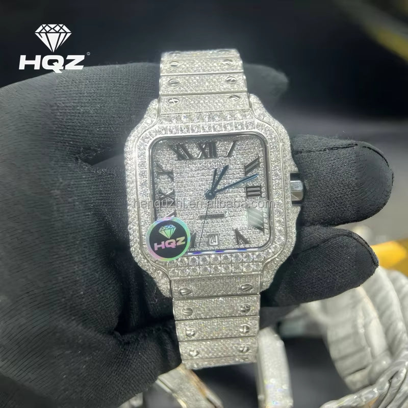 Luxe Premium Men'S Mechanical Watches VVS Moissanite D Color Gems Elegant Prestige Look Top-Tier Quality Luxury Accessories